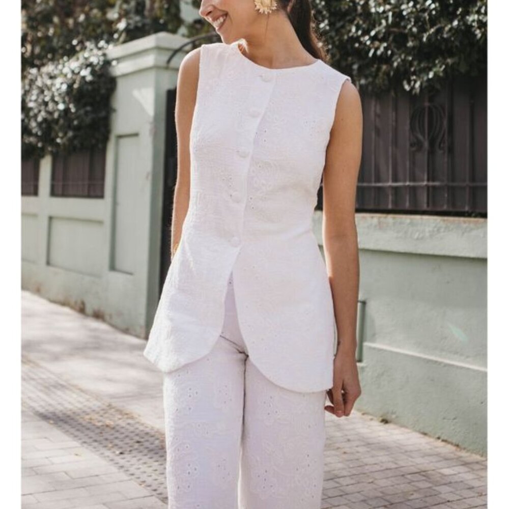 Chiribita Portofino Set - White Linen Vest and Pants